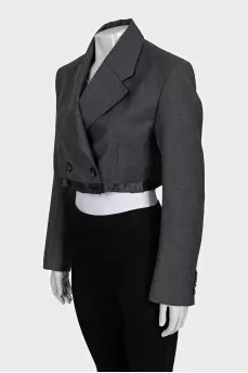 Cropped double-breasted jacket in gray