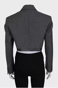 Cropped double-breasted jacket in gray