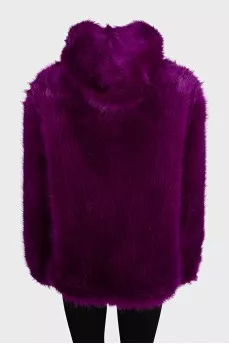 Purple fur hoodie with tag