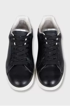 Black leather Portofino sneakers