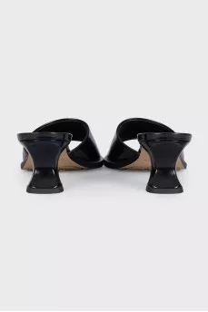 Smooth leather mules with heels