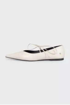 Leather ballet flats with laces
