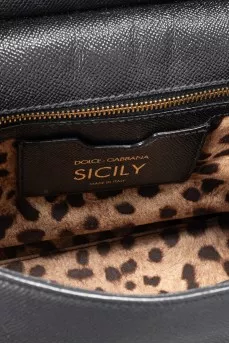 Чорний шкіряний сетчел Sicily