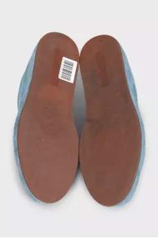 Blue suede sneakers with perforations