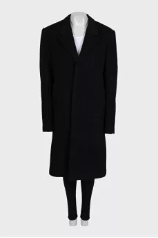Men's black single-breasted button-down coat