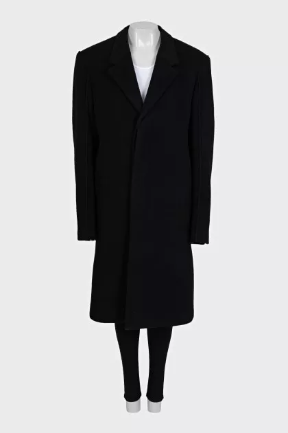 Men's black single-breasted button-down coat