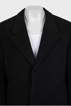 Men's black single-breasted button-down coat