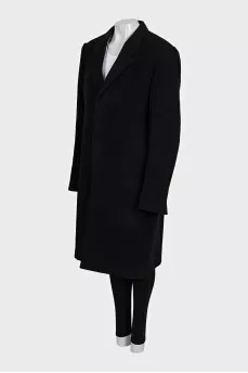 Men's black single-breasted button-down coat