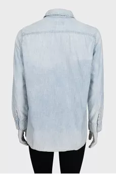 Blue denim shirt with ties