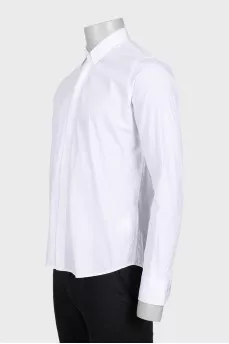 Men's white button-down shirt with long sleeves