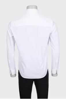 Men's white button-down shirt with long sleeves