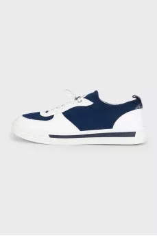 Men's blue sneakers made of textile and leather