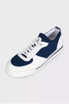Men's blue sneakers made of textile and leather