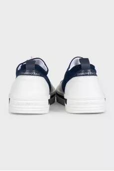 Men's blue sneakers made of textile and leather