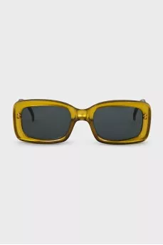 Gold-colored rectangular sunglasses