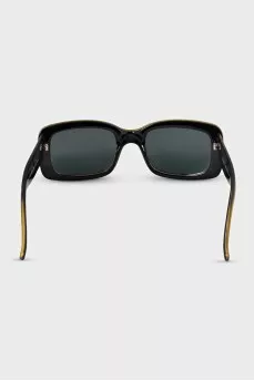 Gold-colored rectangular sunglasses