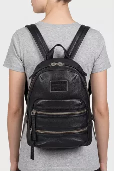 Black Leather Biker Backpack