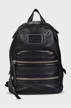 Black Leather Biker Backpack