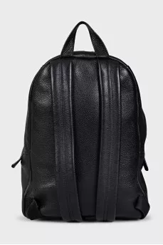 Black Leather Biker Backpack