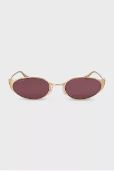 Sunglasses with purple lenses and gold frames