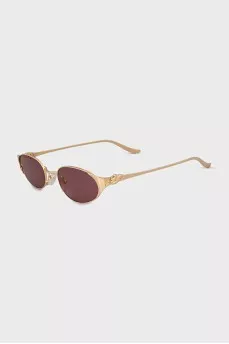 Sunglasses with purple lenses and gold frames