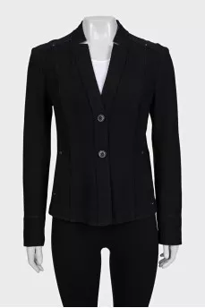 Black single-breasted wool jacket