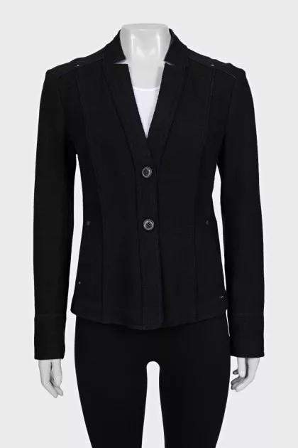 Black single-breasted wool jacket