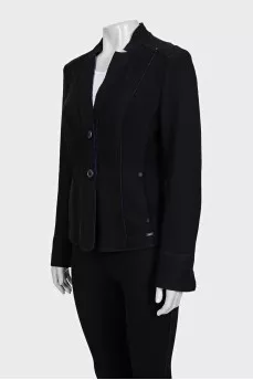 Black single-breasted wool jacket