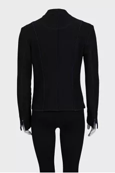 Black single-breasted wool jacket