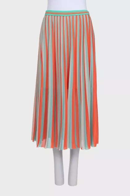 Two-tone pleated skirt