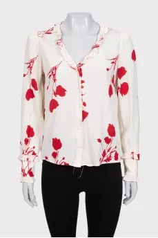 White blouse with floral print