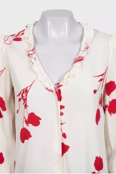 White blouse with floral print