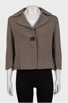 Brown cropped printed jacket