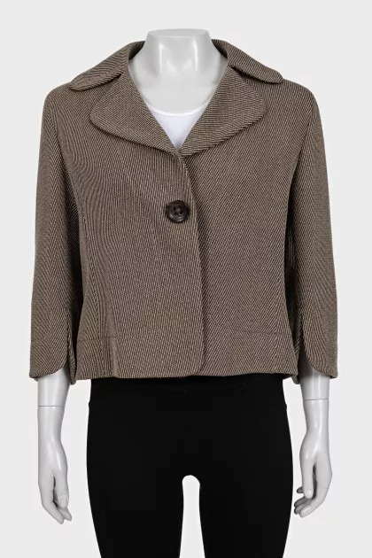 Brown cropped printed jacket