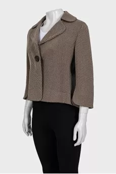 Brown cropped printed jacket