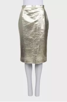 Gold pencil skirt with slit