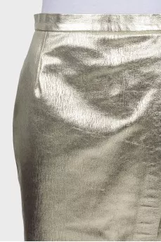 Gold pencil skirt with slit