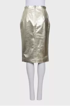 Gold pencil skirt with slit