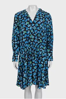Black long-sleeved floral dress