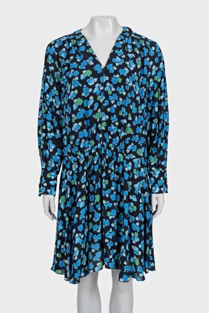 Black long-sleeved floral dress