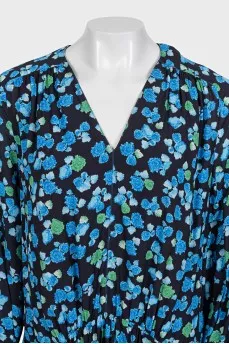 Black long-sleeved floral dress