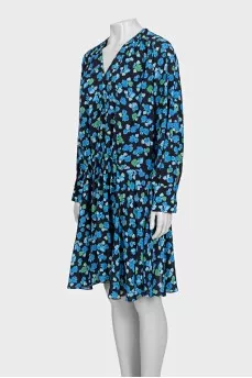 Black long-sleeved floral dress