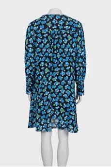 Black long-sleeved floral dress