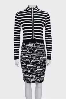 Black and white striped dress