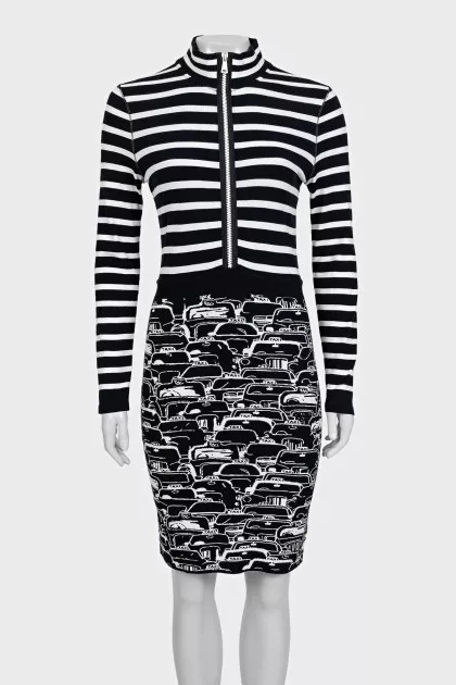 Black and white striped dress