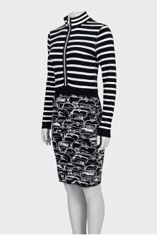 Black and white striped dress