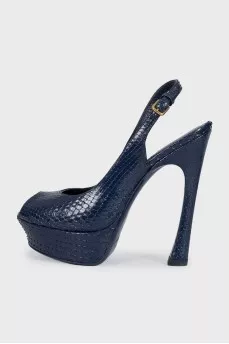 Blue python leather shoes