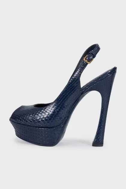 Blue python leather shoes