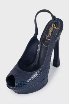 Blue python leather shoes