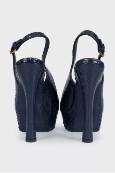 Blue python leather shoes